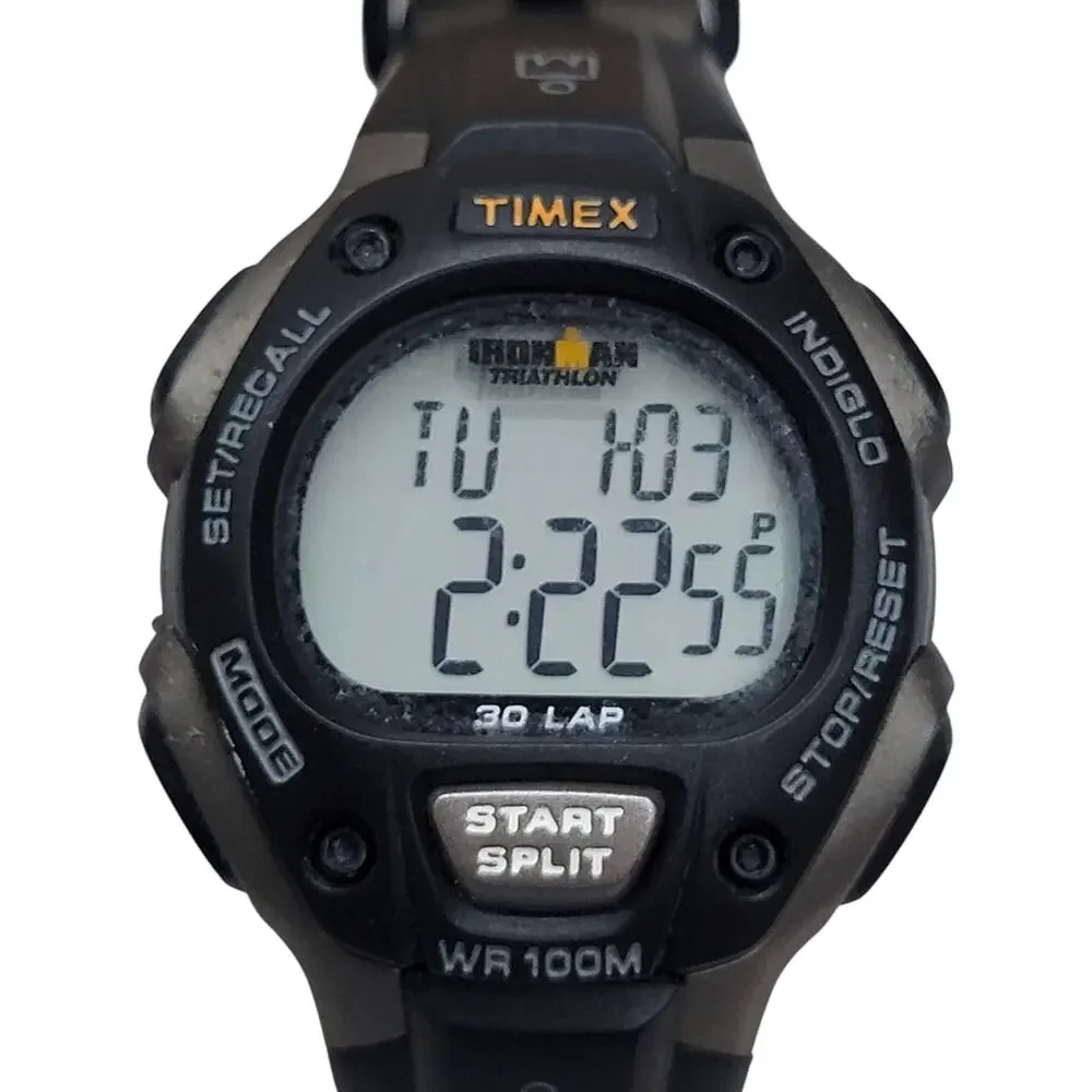 Timex Ironman Triathlon 30 Lap Midsize Digital Watch Black Indiglo 100M Alarm